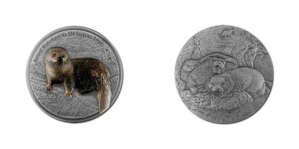 천연기념물 시리즈 ‘수달 아트 메달’ 이미지(은메달 앞, 뒤)