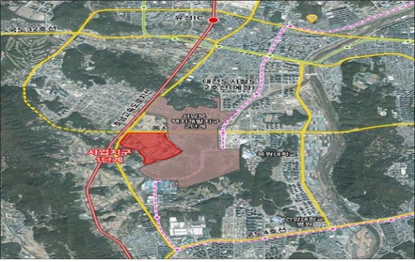 서남부 종합스포츠타운 조성사업 토지거래허가구역 현황도
