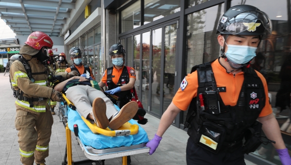 30일 용전동 복합터미널에서 을지태극연습 대테러 · 화재대피 실제훈련을 실시