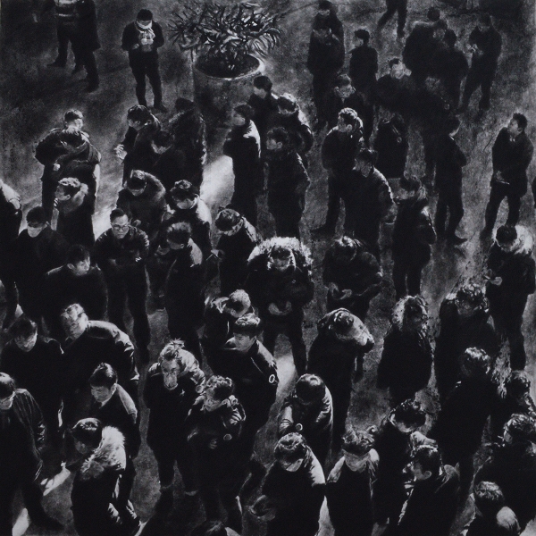 황경현 作 ‘Drawing(Stroller)’, 100x100cm, 종이에 콩테, 2018