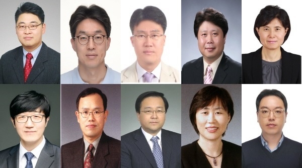 (위에서부터 시계방향) 김윤용, 박병배, 박종석, 이강민, 이영숙, 이윤곤, 이정순, 이충재, 장상식, 정방철 교수 선정