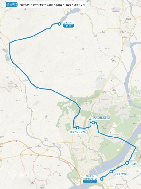 물놀이 버스 2번 노선도