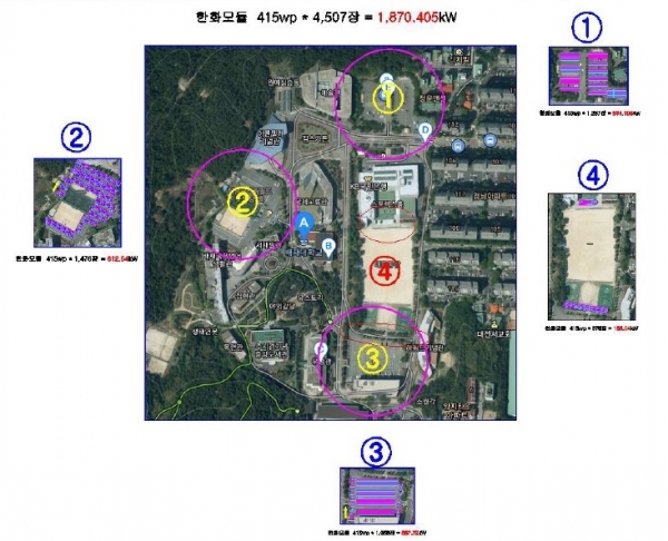 배재대 태양광 발전 시설 배치도