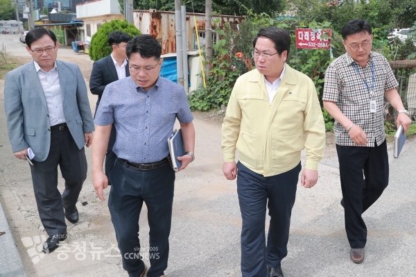 배방읍 북수5리 수해현장 방문 사진