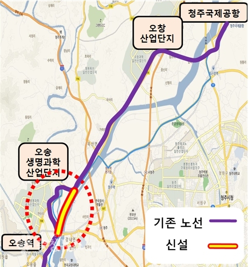 오송~청주공항 연결도로 위치도