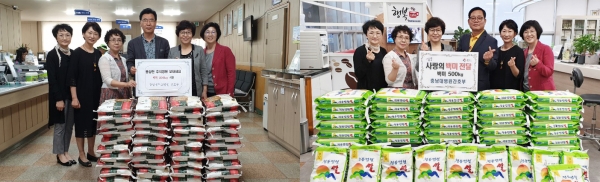 왼쪽사진부터   왼쪽 네번째부터 대사동 윤여은 동장, 김희정 간호부장                               왼쪽 세번째부터 김희정 간호부장, 문화1동 장기룡 동장