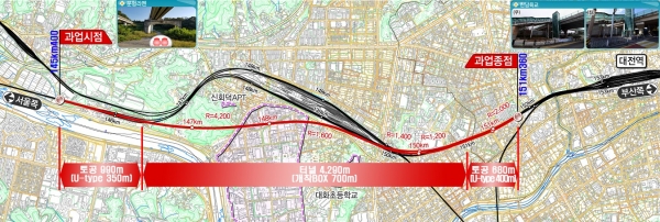 경부고속선(KTX) 안전취약 구간 선형개량공사 시행 노선도