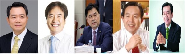 왼쪽부터 성일종 의원, 조한기 전 청와대 제1부속실장, 김종민 의원. 이인제 전 의원, 박우석 전 후보