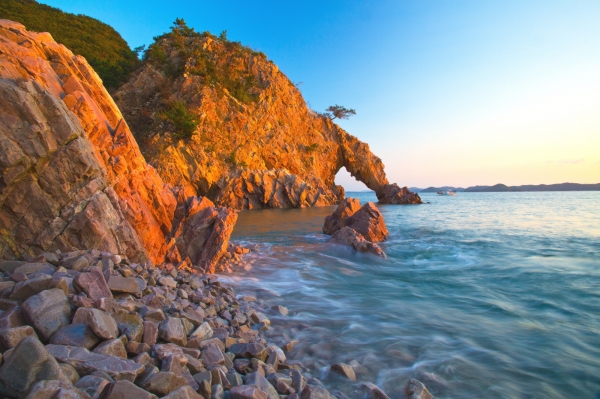 황금산 코끼리바위 석양