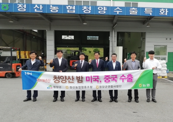 청양산 밤 미국, 중국 수출 선적식