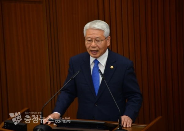 5분 발언하는 서금택 세종시의회 의장 / 충청뉴스 최형순 기자