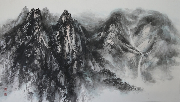 권경태, 설악, 55cmX100cm, 화선지에 수묵담채
