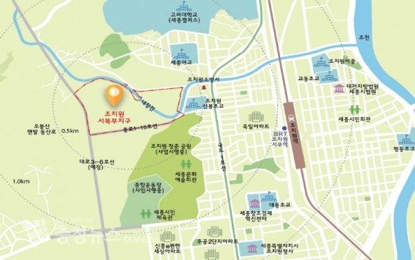 조치원서북부지구 위치도