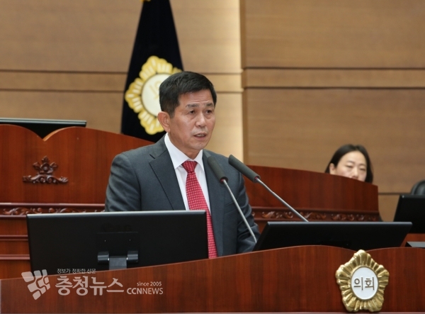 5분 발언하는 이교희 천안시의회 의원 / 충청뉴스 최형순 기자