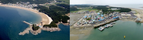 (좌) 만리포항, (우) 백사장항