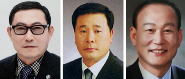 왼쪽부터 기호1번 정해천, 기호2번 강철호, 기호3번 이명재 후보