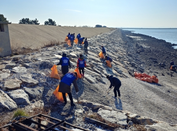 설맞이 바다 대청소 실시 모습