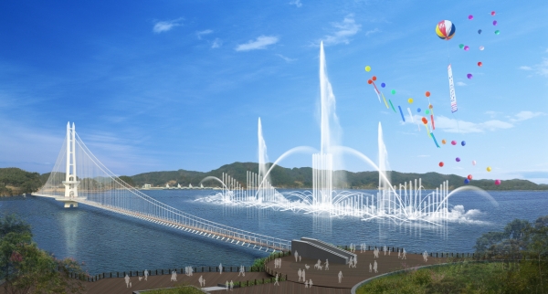 예당관광지 수변경관개선사업의 일환인 음악분수 조감도