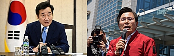 서울 종로 출마를 선언한 더불어민주당 이낙연 전 총리(왼쪽)와 자유한국당 황교안 대표