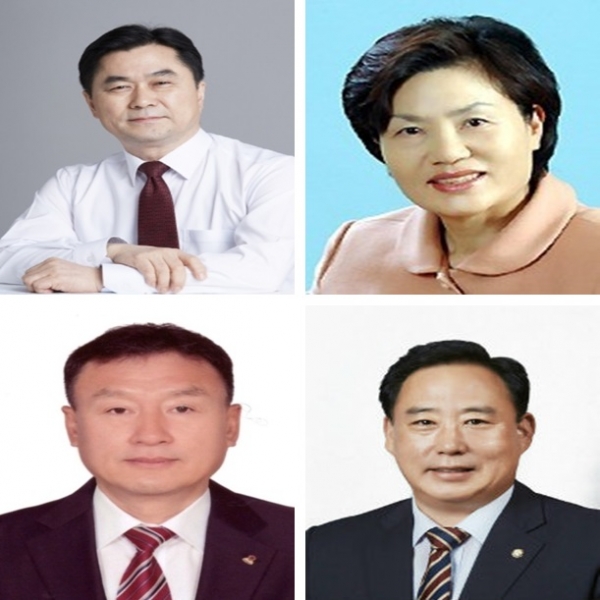 민주당 충남 1차 경선 후보. (왼쪽 위 시계방향) 김종민·양승숙(논산·계룡·금산), 어기구·한광희(당진시)