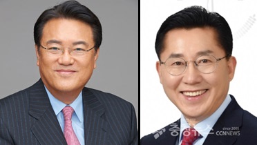 미래통합당 (왼쪽부터)정진석 의원, 박경귀 전 당협위원장