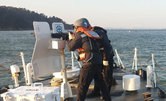 해양경찰 경비함정의 실제 사격 훈련 모습 (사진=태안해양경찰서)