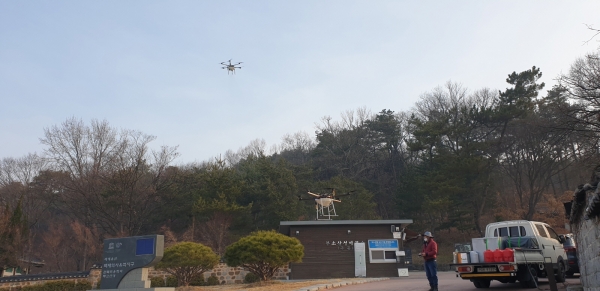 주요 관광지 항공방제 장면