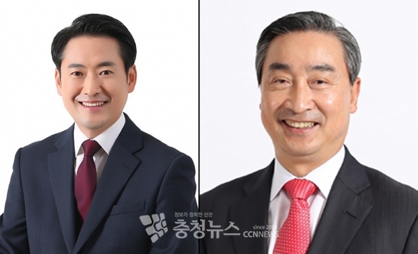 (왼쪽부터) 미래통합당 장동혁 유성갑 후보, 전옥현 서구을 예비후보