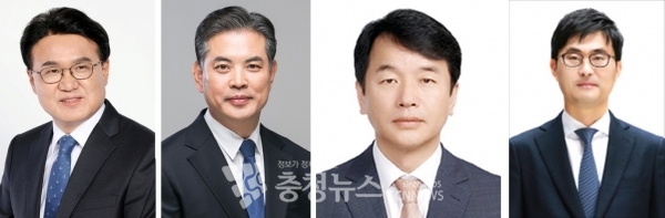 민주당 공천 확정자 (왼쪽부터)대전 중구 황운하, 대전 대덕구 박영순, 충남 천안갑 문진석, 천안병 이정문