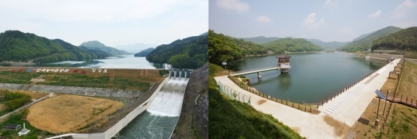 전남 장성호 전경,  충북 청주 한계 저수지 전경