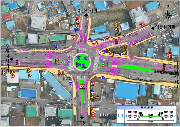 군청입구 오거리 계획평면도