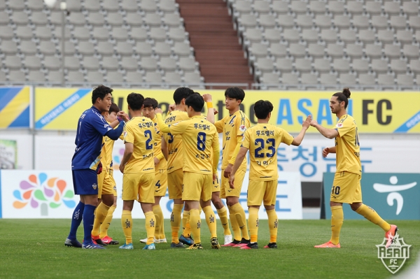 충남아산프로축구단 선수들