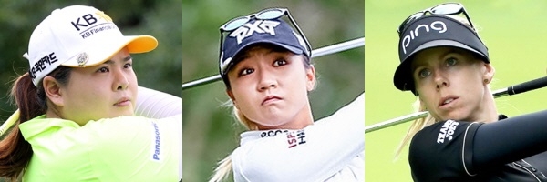 (왼쪽부터) 박인비,  리디아 고, 퍼닐라 린드버그