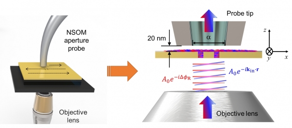 연구진이 개발한 근접장 주사광학현미경의 작동원리