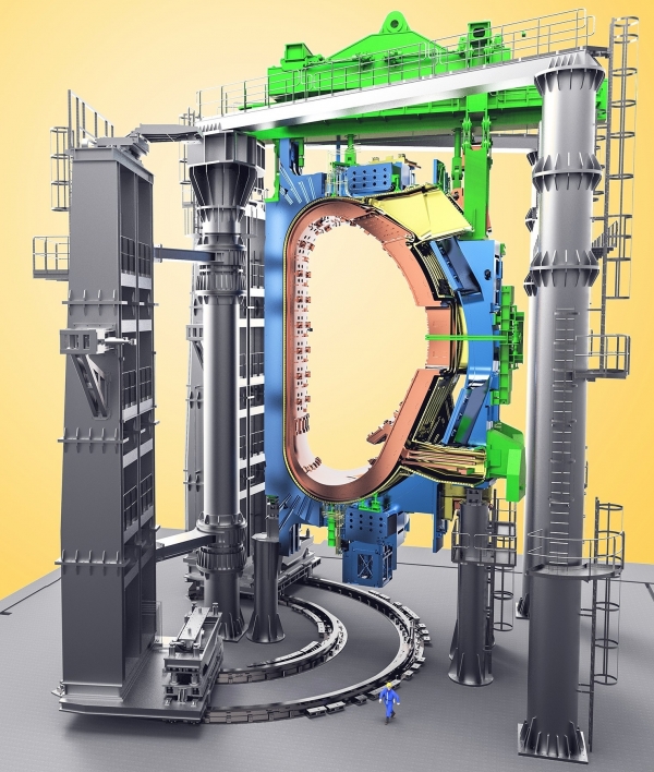 섹터부조립장비에서 조립되는 ITER 섹터.
