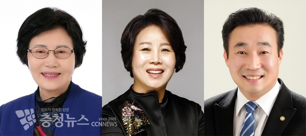좌(전재숙 의회운영위원장), 중(최연숙 총무위원장), 우(윤명수 산업건설위원장)