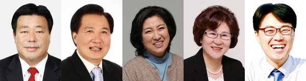 (왼쪽부터) 허욱 운영위원장, 김각현 경제산업위원장, 안미희 행정안정위원장, 김월영 복지문화위원장, 정병인 건설교통위원장