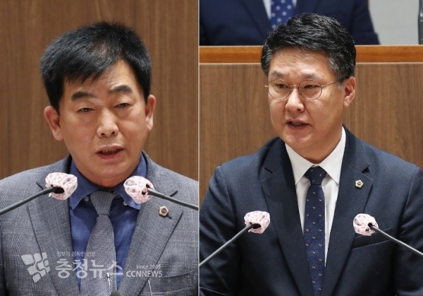 왼쪽부터 김석곤 예결특위원장, 홍기후 운영위원장