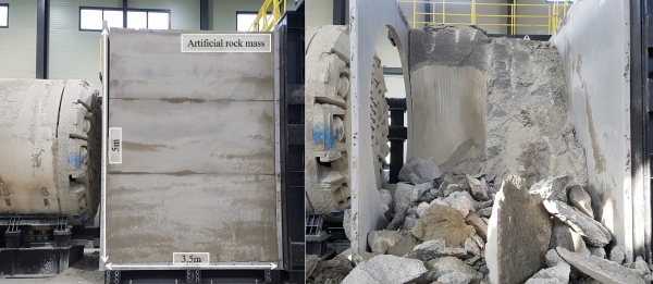 쉴드 TBM 굴착 전(왼쪽)과 후