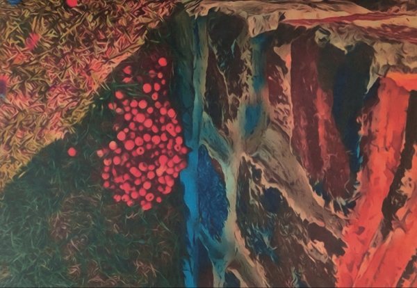 Hong-Ju Kim has written and painted 'Autumn 'Gakshi'' is the 15th poem of 'Thought D Foresight'.