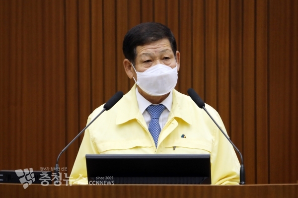 5분 발언하는 채평석 세종시의회 의원 / 충청뉴스 최형순 기자