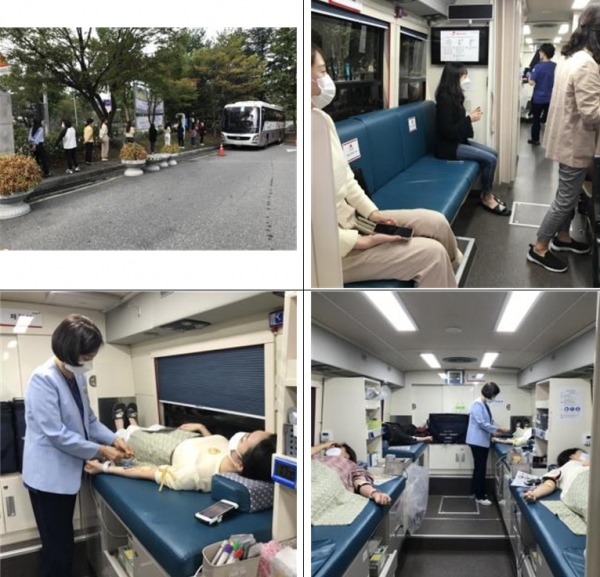 18일, 대전 유성구 본원에서 `사랑의 헌혈 캠페인` 진행 모습