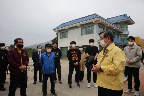 한산유림회관 리모델링 및 증축 현장 방문 모습