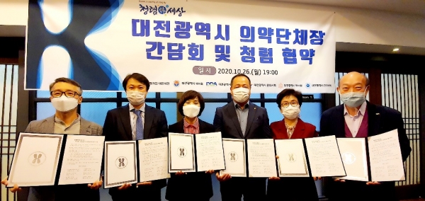 지역 의약단체장과 간담회 이어 청렴 협약 체결 모습