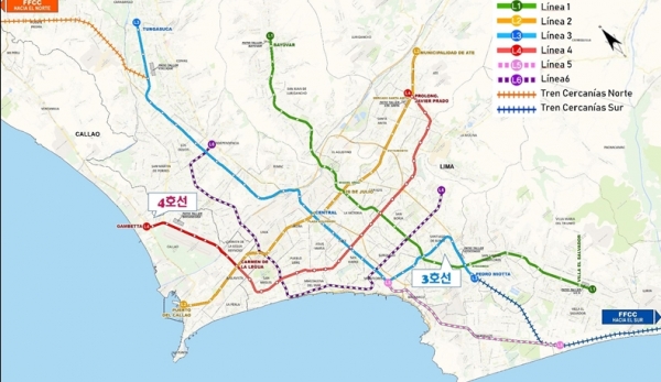 페루 리마메트로 사업 노선도