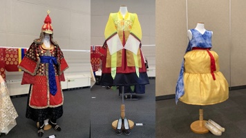 왼쪽부터) 박규리학생 작품(두석린갑), 함미연 학생 (창작의상부문 특선작품),  채복성 학생 (창작의상부문 입선)