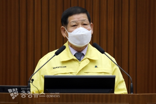 5분 발언하는 채평석 세종시의회 의원