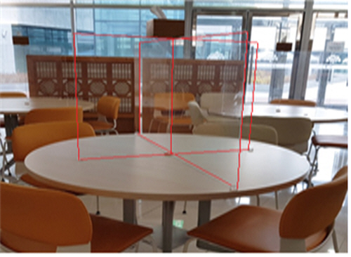 음식점 비말 차단용 칸막이 설치장면