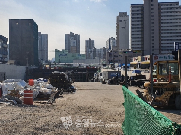 대전 홍도육교 지하화 공사 현장. /충청뉴스 김용우 기자