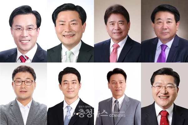 국민의힘 유성을 당협위원장 예상 후보. (왼쪽 위부터)김문영, 심소명, 육동일, 이상태, 이영수, 이은창, 이현, 진동규(가나다 순)